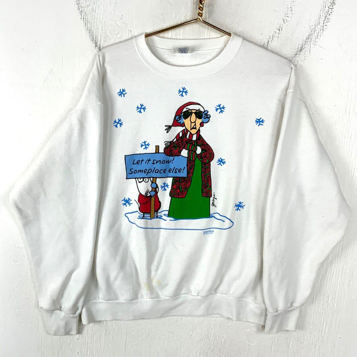 Vintage Christmas Sweatshirt Crewneck XL Let It Snow Someplace Else Humour Sweatshirt – Aesthetic Look · Trending Graphic Apparel