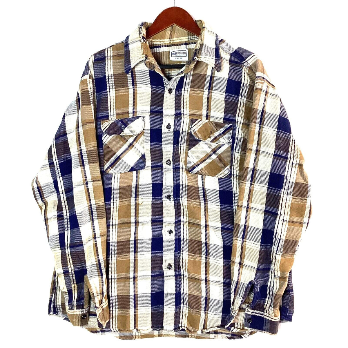 Vintage Five Brother Plaid Shirt Extra Large Flannel Long Sleeve Made In Usa Graphic Tee – Premium Graphic · High-Quality Print