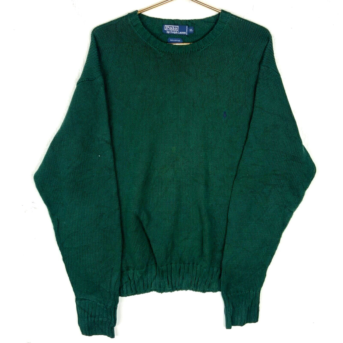 Vintage Polo Ralph Lauren Knit Sweater XL Green Crewneck 90s Graphic Tee – Warm & Stylish · High-Quality Print