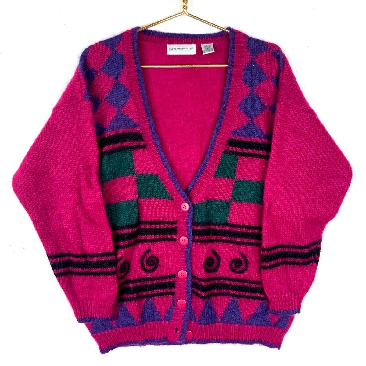 Vintage Grandma Knit Mohair Cardigan Sweater Womens Large Pink Pattern 90s Graphic Tee – Bold Style · Perfect For Daily Wear