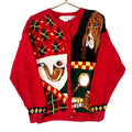 Vintage Grandma Knit Cardigan Sweater Womens Large Red 90s Graphic Tee – Cozy Vibes · High-Quality Print