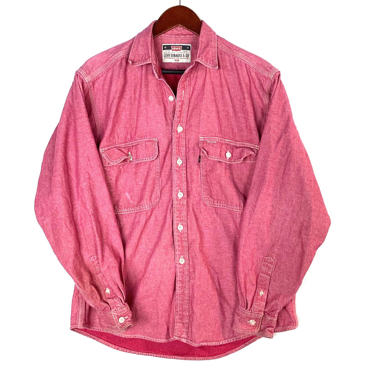 Vintage Levis Chambray Shirt Medium Pink Buttoned Down Collared Long Sleeve Graphic Tee – Fan Favorite · Trending Graphic Apparel