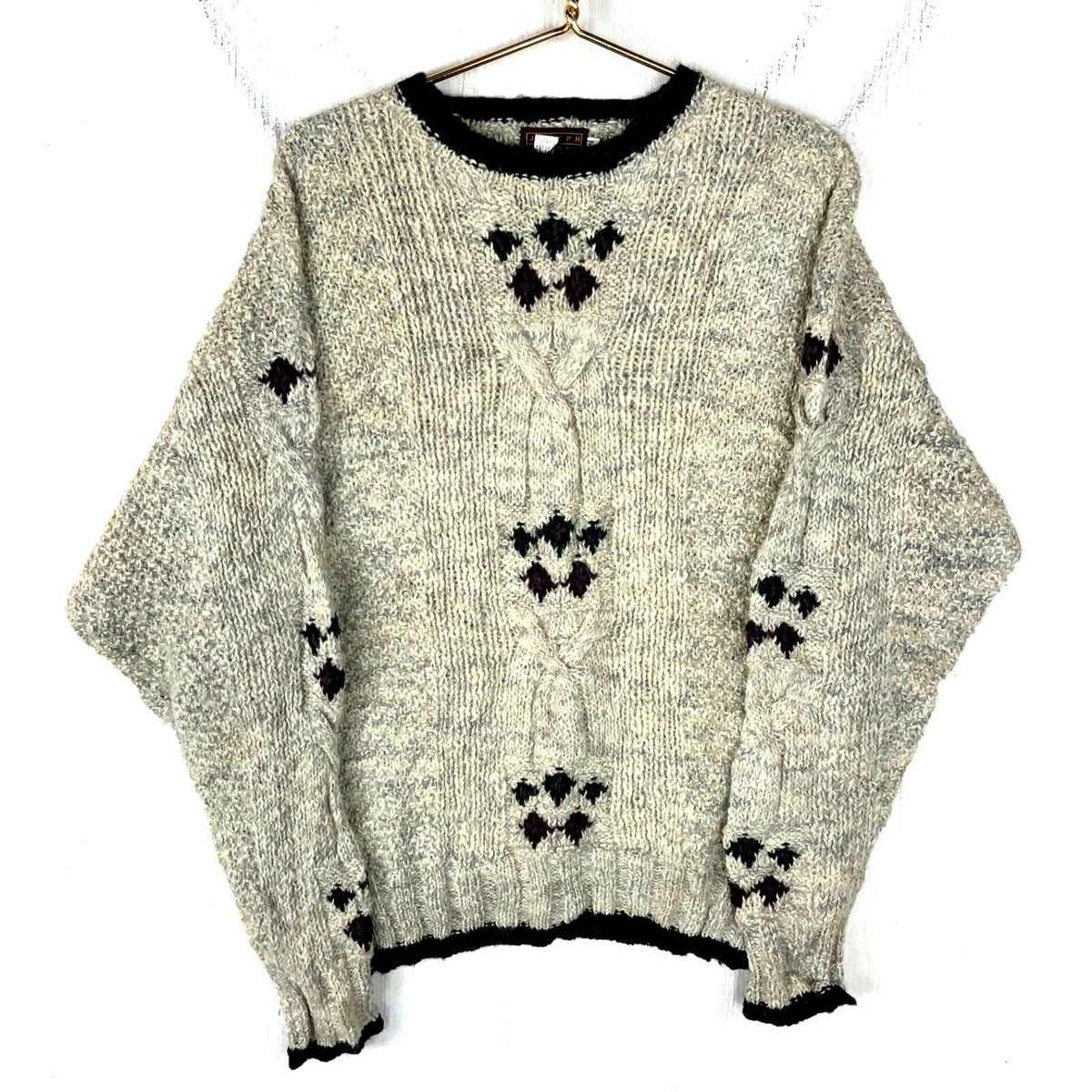 Vintage Grandpa Hand Knit Wool Sweater Medium Gray Crewneck Pattern 90s Graphic Tee – Fan Favorite · Great Gift For Fans