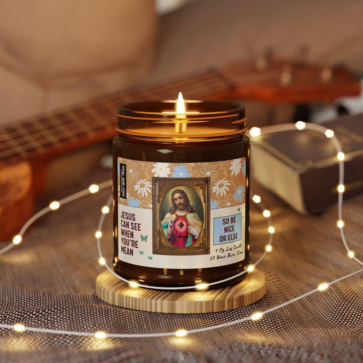 Funny Sarcastic 9 Oz Soy Candle Jesus Can See When You39re Mean Silly European Art History Gift for Christian Religious History Professor Graphic Tee – Cozy Vibes · Trending Graphic Apparel