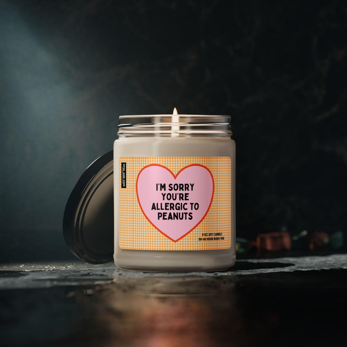 Funny Peanut Allergy Gift for Friend Allergic to Peanuts 9 Oz Candle Allergy Awareness Silly Iconic Candle for Sibling with Allergies Graphic Tee – Aesthetic Look · Top Pick For Any Outfit