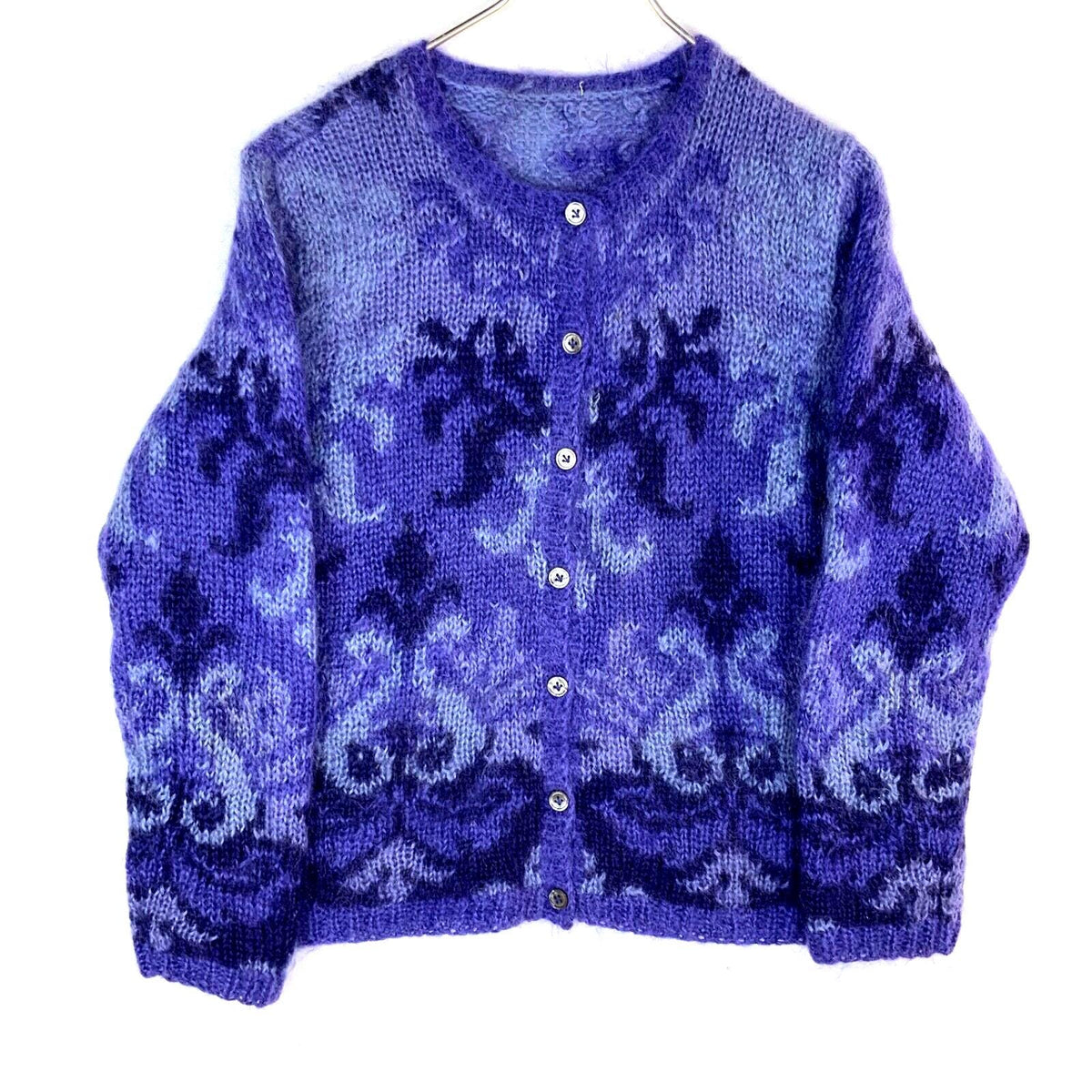 Vintage Grandma Knit Wool Cardigan Sweater Womens Size Small Purple Pattern Graphic Tee – Soft Feel · Trending Graphic Apparel