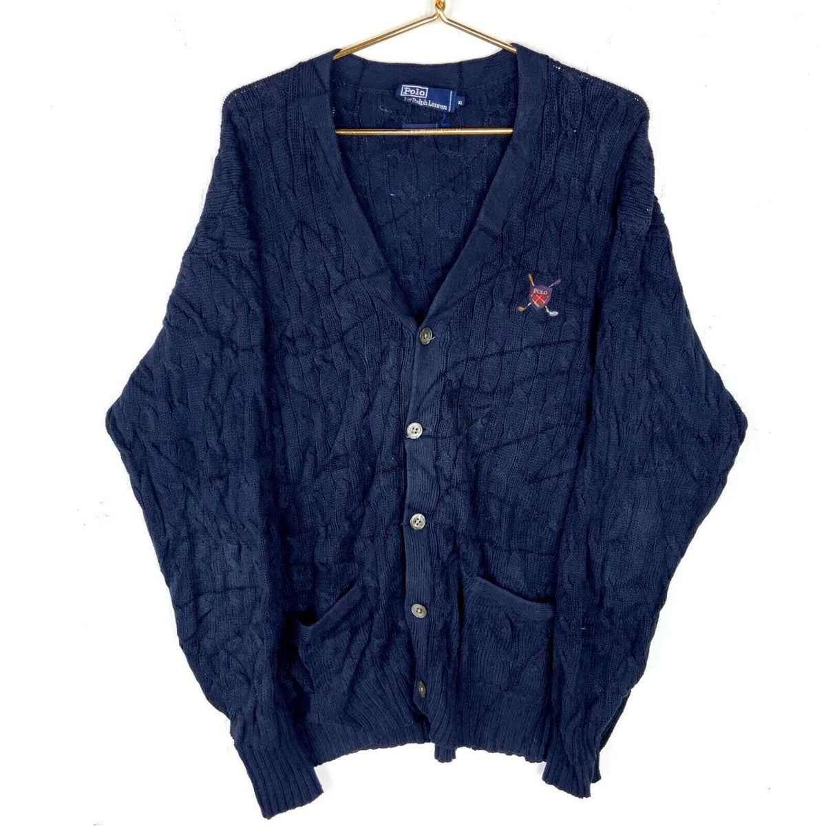 Vintage Polo Ralph Lauren Golf Cable Knit Cardigan Sweater XL Blue 90s Graphic Tee – Everyday Comfort · Must-Have Style