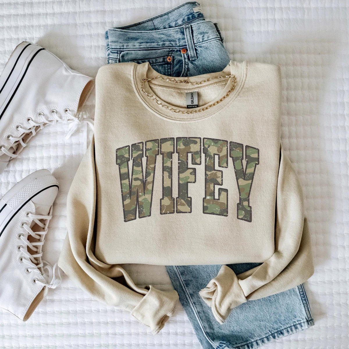 Wifey Sweatshirt Wife Sweatshirt Future Mrs Sweatshirt Wedding Gift Bride Sweatshirt Wifey Camo Sweatshirt Sweatshirt – Feel-Good Design · High-Quality Print