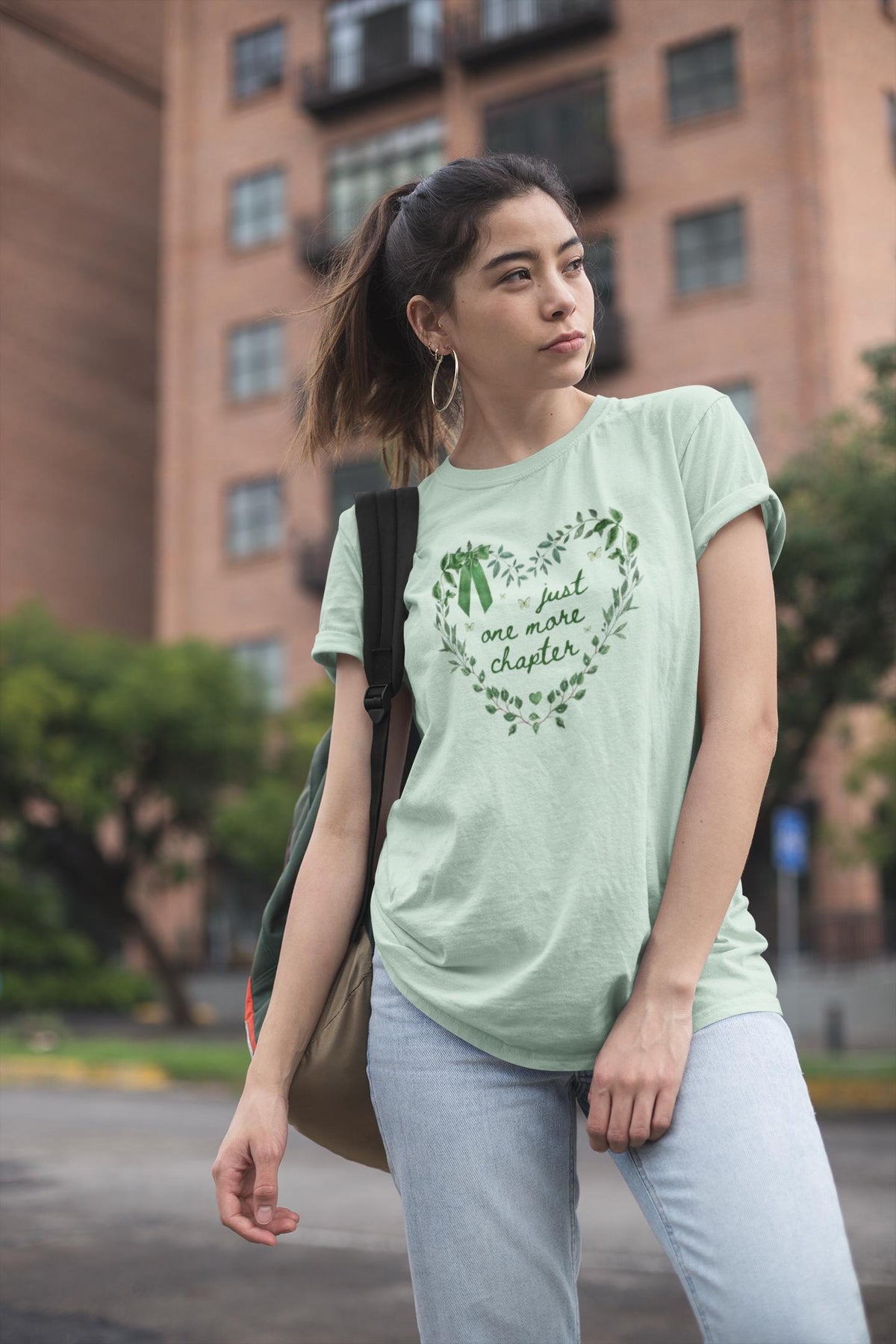 Cute Book Lover Tee Shirt with Boho Butterflies Just One More Chapter Adorable 90s Aesthetic Romance Reader TShirt with Coquette Bow Graphic Tee – Soft Feel · Trending Graphic Apparel