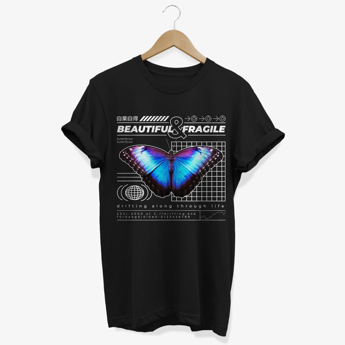 Beautiful Fragile Butterfly T shirt Urban y2k Streetwear Graphic Tee Streetstyle Aesthetic Gifts Graphic Tee – Cozy Vibes · Must-Have Style