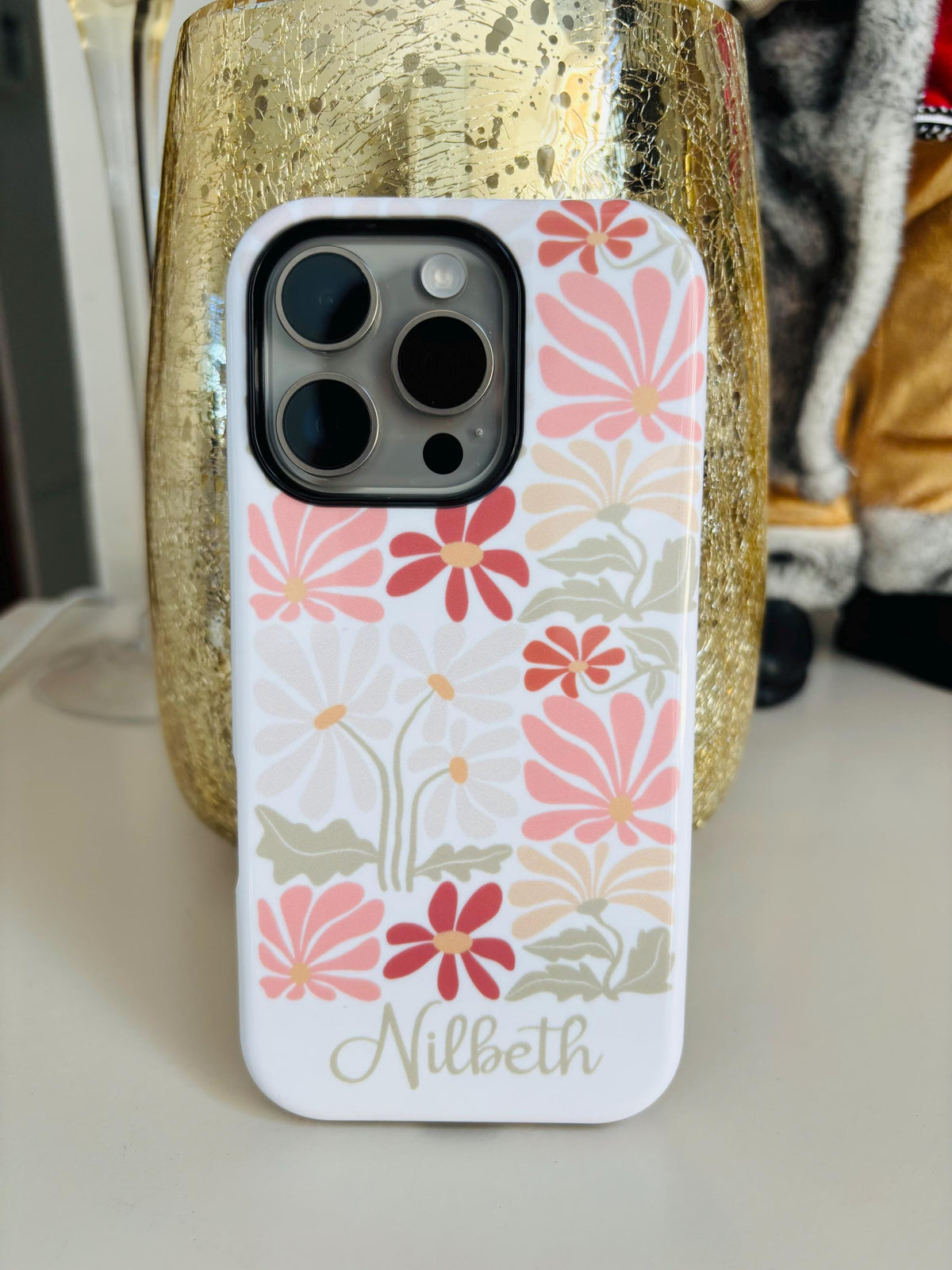 Personalized Floral iPhone Case Custom Flowers Case Custom Name Phone Case Luxury Phone Case Boho Flowers iPhone 16 15 14 13 12 Graphic Tee – Easygoing Wear · High-Quality Print