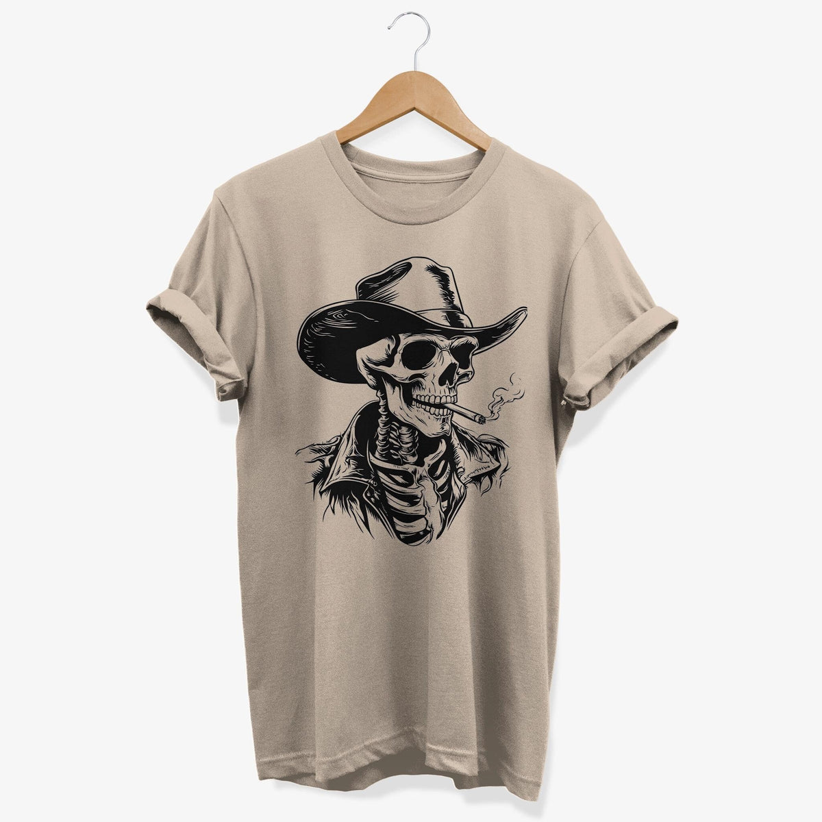 Skeleton Cowboy Smoking T shirt Western Skull Shirt Dark Grunge Graphic Tee Goth Style Gift for Smokers Graphic Tee – Feel-Good Design · Great Gift For Fans