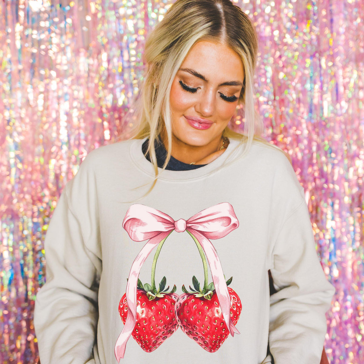Coquette Bows Sweatshirt Coquette Sweatshirt Ribbon Sweatshirt Strawberry Bow Shirt Soft Girl Shirt Aesthetic Shirts Bow Shirt Sweatshirt – Soft Feel · Must-Have Style