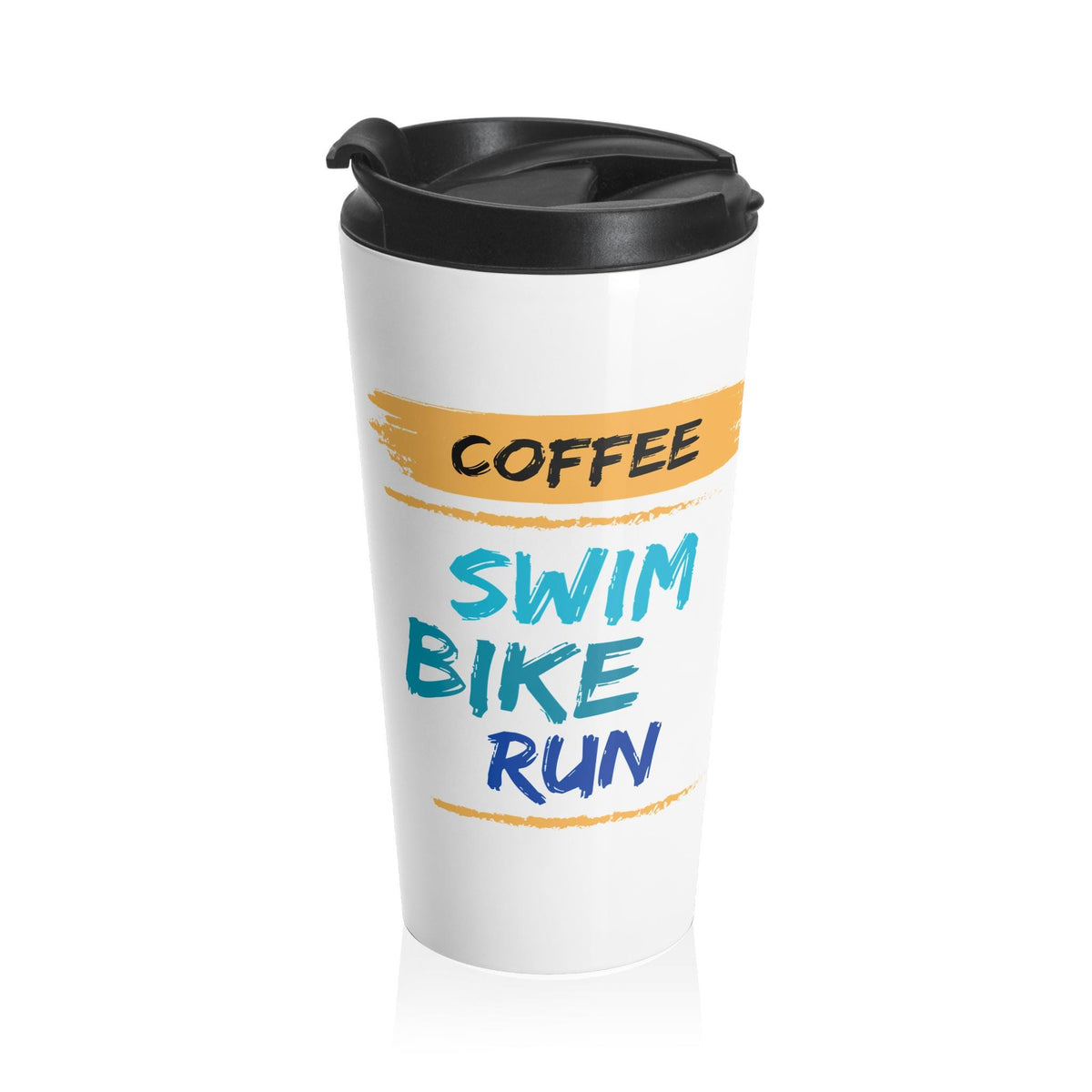 Triathlon Stainless Steel Travel Mug Swim Bike Run Design Insulated Coffee Tumbler for Athletes Perfect Gift for Triathletes Graphic Tee – Feel-Good Design · Top Pick For Any Outfit