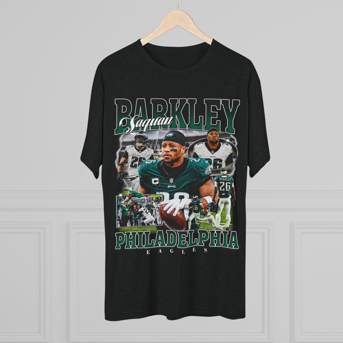 Saquan Barkley Vintage Style Eagle T Shirt Unique Retro Backwards Hurdle Design Graphic Tee – Cozy Vibes · Perfect For Daily Wear