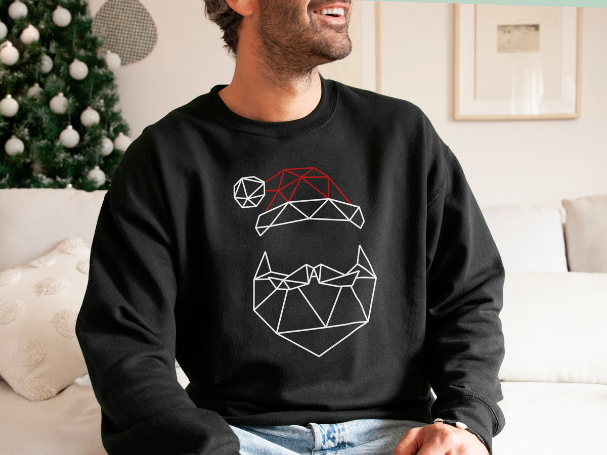 Geometric Santa Father Christmas Sweatshirt Santa Claus Sweater Festive Jumper Sweatshirt – Everyday Comfort · Perfect For Daily Wear