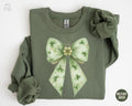 Lucky Sweatshirt St Patricks Day Coquette Bow Crewneck Cute St Patty39s Shirt Shamrock Sweater Irish Gift Four Leaf Clover Sweatshirt Sweatshirt – Everyday Comfort · Must-Have Style