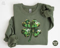 Retro Shamrock Sweatshirt St Patricks Day Disco Crewneck Cute Sweater Womens Lucky Sweatshirt Irish Gift Four Leaf Clover Shirt Sweatshirt – Soft Feel · High-Quality Print