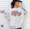 Retro Womens Lucky Sweatshirt Cute St Patricks Day Sweater Funny Irish Gift for Her Four Leaf Clover Crewneck Pink Lucky Shirt Sweatshirt – Everyday Comfort · Trending Graphic Apparel