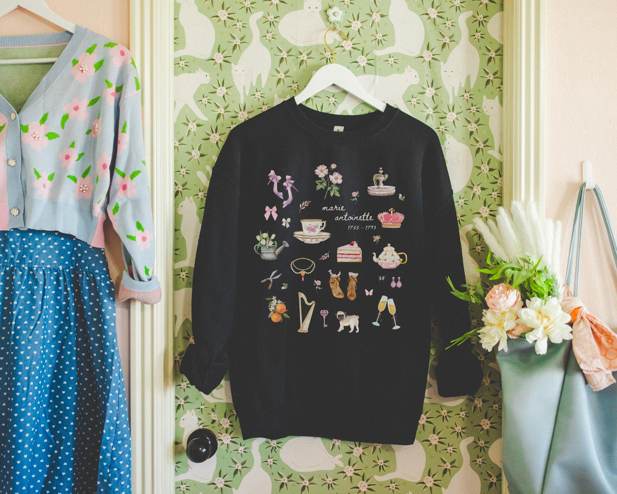 Marie Antoinette French History Sweatshirt Cute European Royalty Shirt Social Studies Teacher Women39s History Month Crewneck with Flowers Sweatshirt – Bold Style · Trending Graphic Apparel