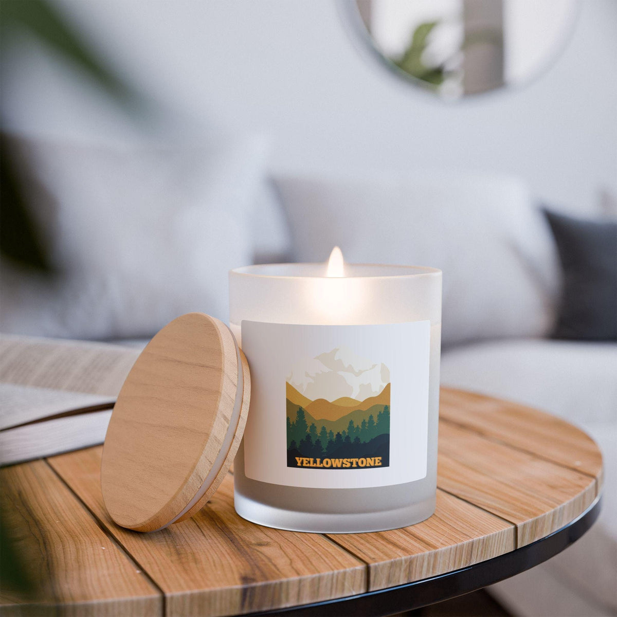 Frosted Yellowstone Candle Montana Landscape Scenery Candle Nature Lover Gift Rustic Cabin Decor Graphic Tee – Cozy Vibes · Perfect For Daily Wear