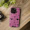 Coquette phone case doodle hearts MagSafe compatible for iPhone 12131415 16 Tough Phone Case Graphic Tee – Soft Feel · Top Pick For Any Outfit