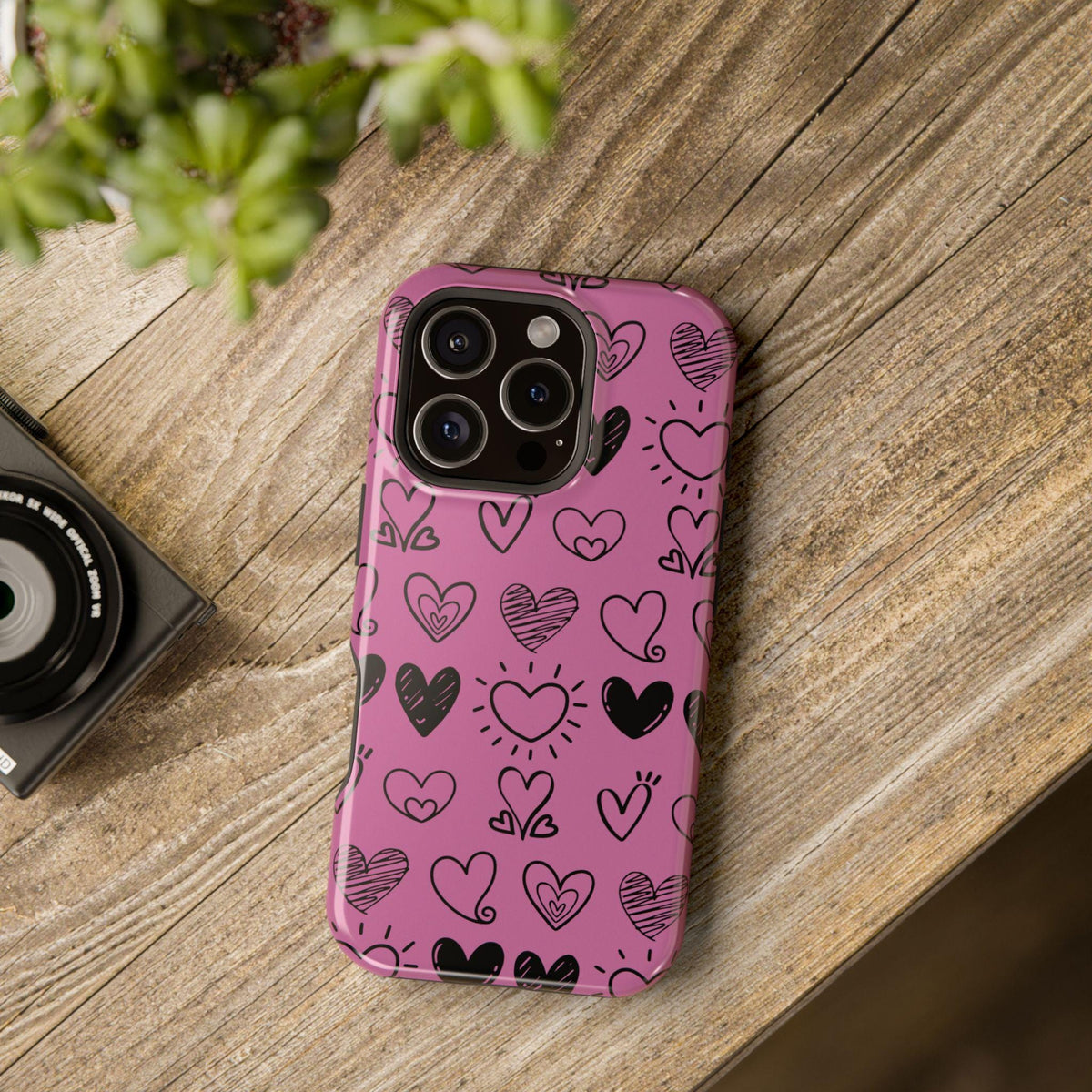 Coquette phone case doodle hearts MagSafe compatible for iPhone 12131415 16 Tough Phone Case Graphic Tee – Soft Feel · Top Pick For Any Outfit