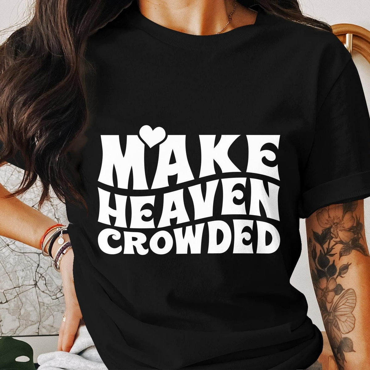 Inspirational T Shirt Make Heaven Crowded Graphic Tee Trendy Inspirational Shirt Motivational Saying Casual Wear Gift For Him Her Graphic Tee – Everyday Comfort · Perfect For Daily Wear