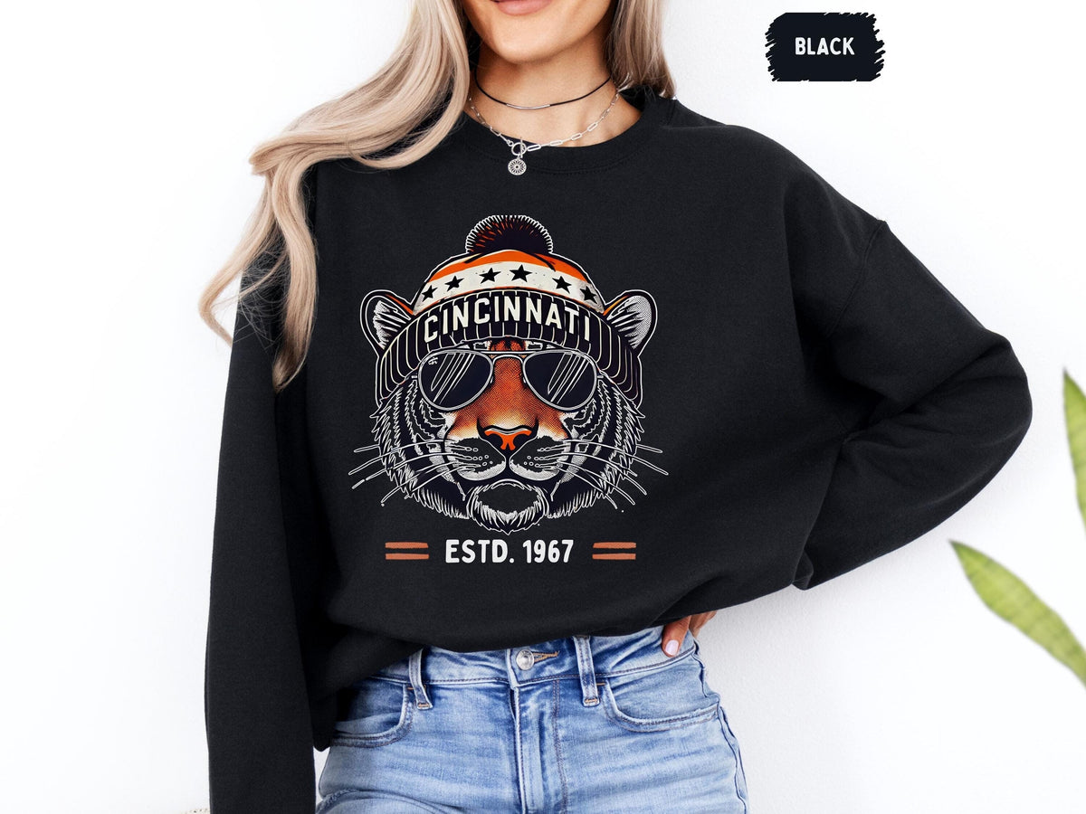 Cincinnati Football Sweatshirt Unisex Crewneck Bengal Fan Gift Sports Team Apparel Cozy Pullover Cincy Game Day Gear Sweatshirt – Warm & Stylish · Great Gift For Fans