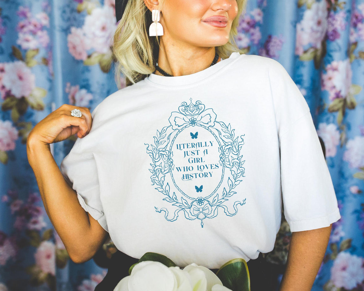 Boho History Lover Tee Shirt with Butterflies Funny Saying Women39s History TShirt with 1700s Rococo Aesthetic Social Studies Teacher Gift Graphic Tee – Premium Graphic · Perfect For Daily Wear