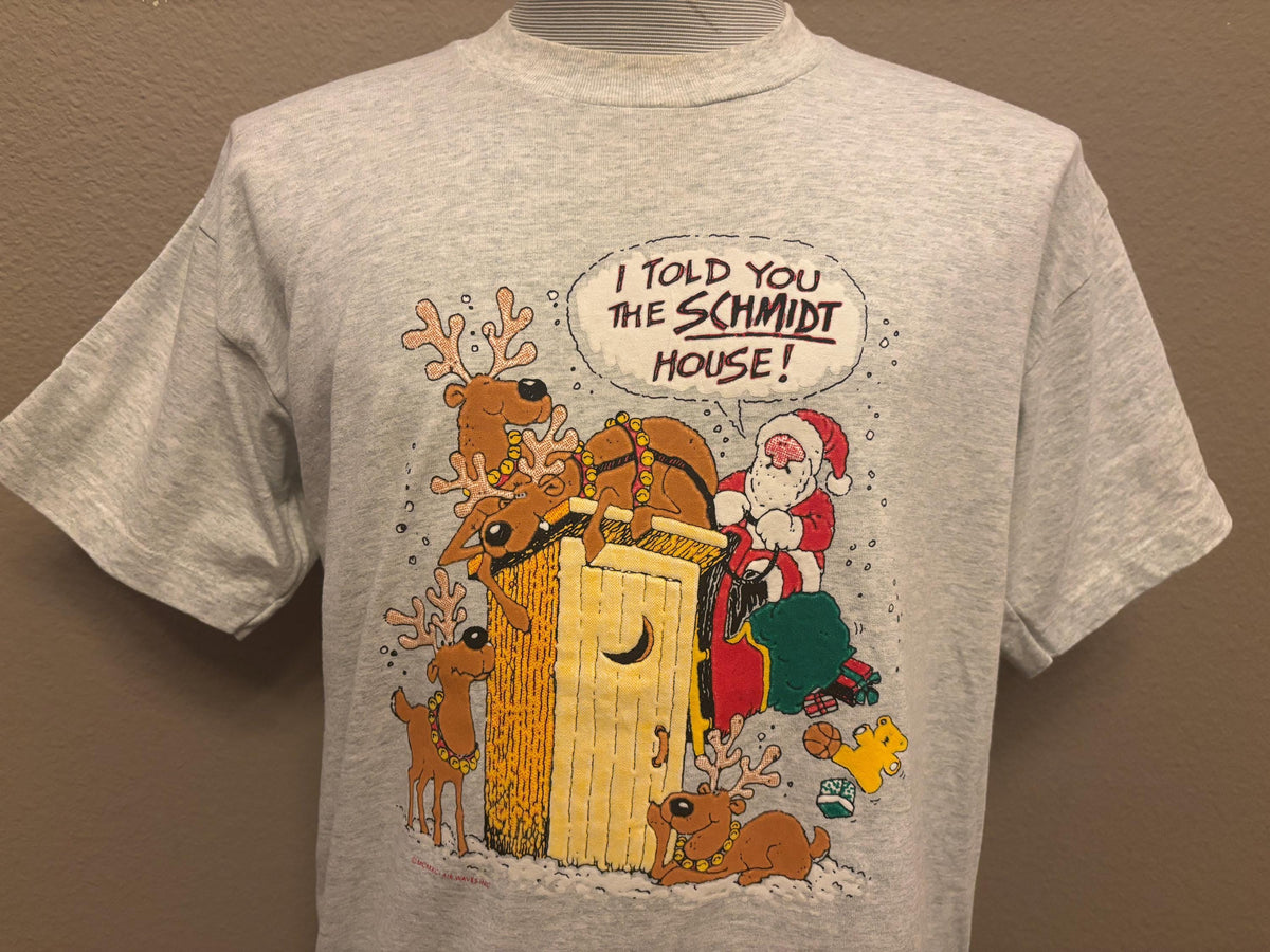 Vintage 9039s I Told You The Schmidt House Funny Santa Reindeer Christmas T Shirt L Graphic Tee – Cozy Vibes · High-Quality Print