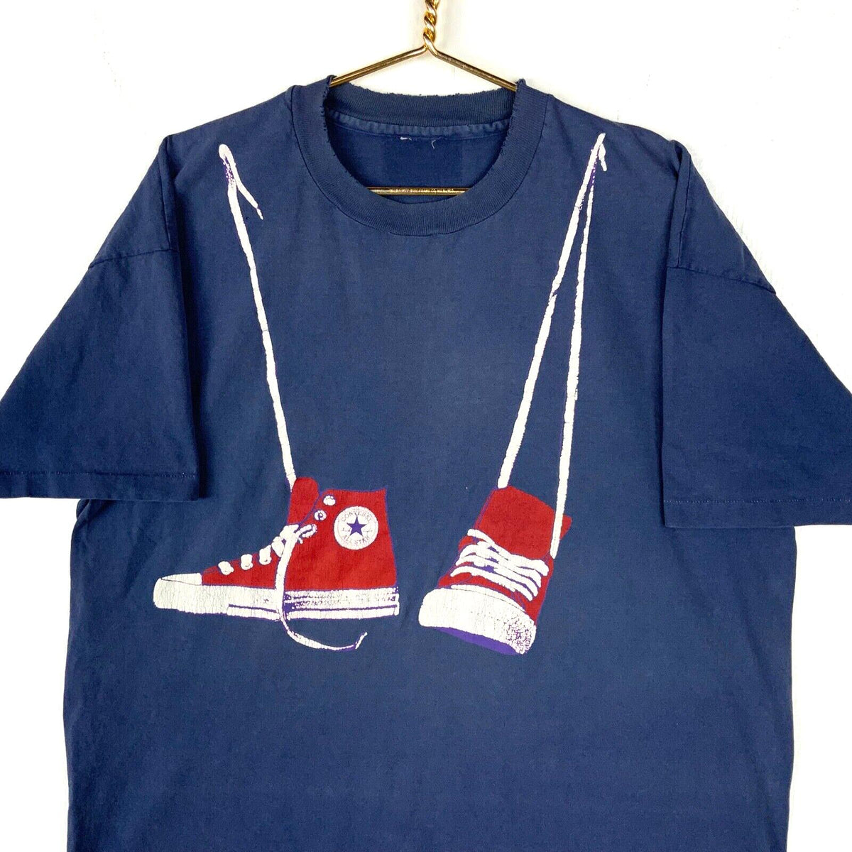 Vintage Converse All Star TShirt 2XL Blue Distressed Single Stitch Made In Usa Graphic Tee – Premium Graphic · Great Gift For Fans