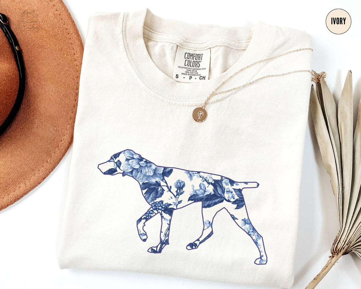Blue Floral German Shorthaired Pointer Shirt Pointer Tee Toile German Pointer Mom TShirt Shorthaired Pointer Mama Gift Graphic Tee – Bold Style · Must-Have Style
