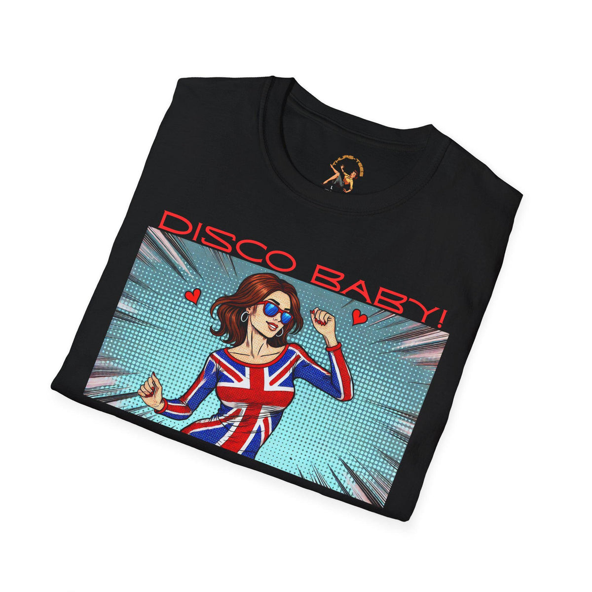British Disco Baby Shirt Retro 70s Disco Dancing Tee Seventies Vintage Disco T Shirt Comic Book Style Clubbing Partying Tee Graphic Tee – Cozy Vibes · Perfect For Daily Wear