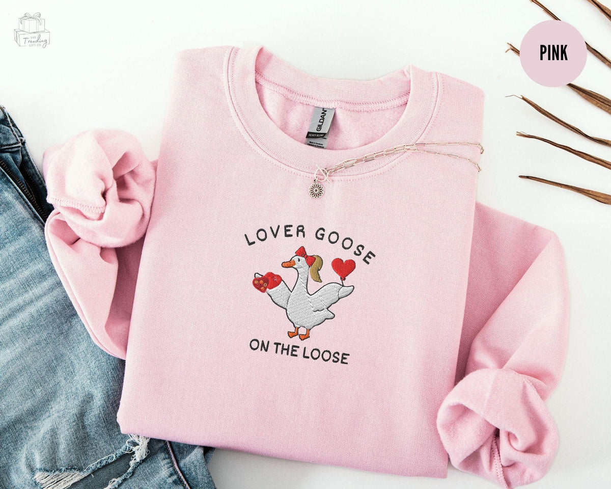 Silly Goose Embroidered Valentine Sweatshirt Funny Goose Lover Gift For Best Friend Valentines Day Crewneck Love Girlfriend Gift Sweater Sweatshirt – Feel-Good Design · Great Gift For Fans