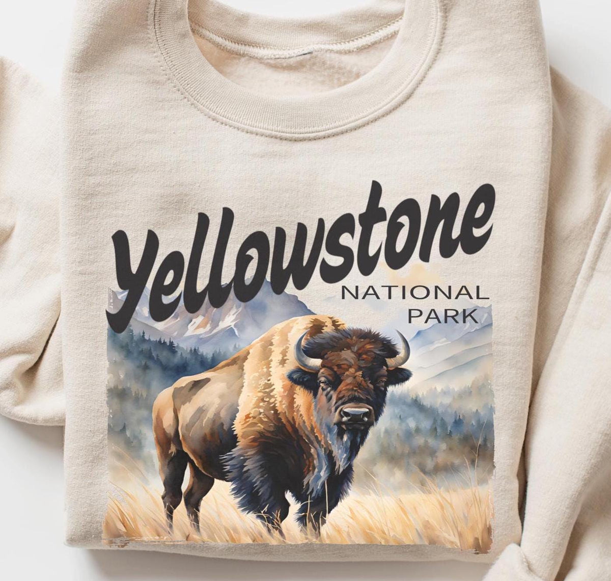 Yellowstone National Park Bison Buffalo Graphic Crewneck Sweatshirt Gift Sweatshirt – Bold Style · Top Pick For Any Outfit