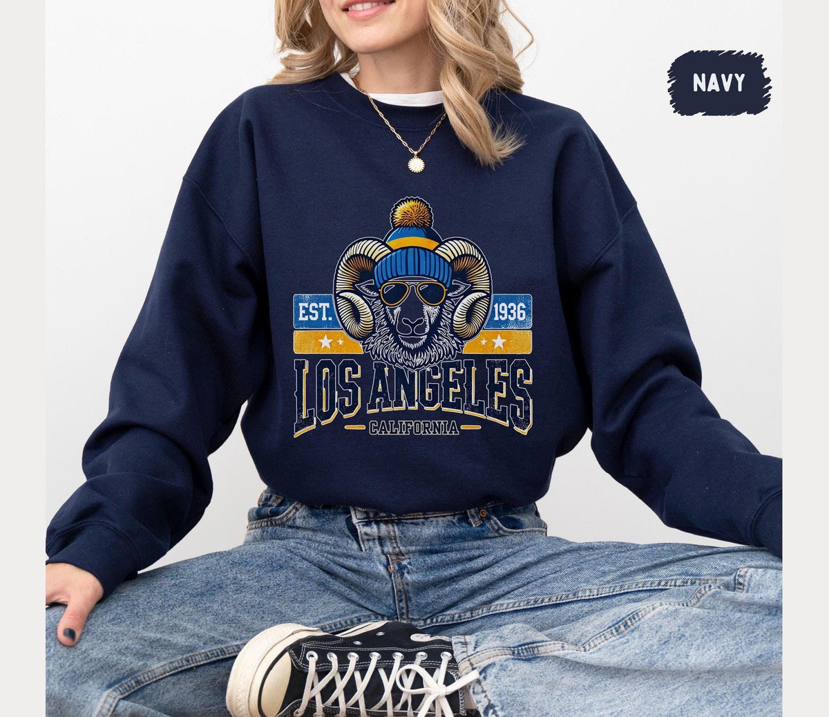 Los Angeles Football Unisex Sweatshirt Ram Sports Fan Crewneck Jumper Football Team Apparel Gift for Football Fans Sports Lover Tops Sweatshirt – Premium Graphic · Top Pick For Any Outfit