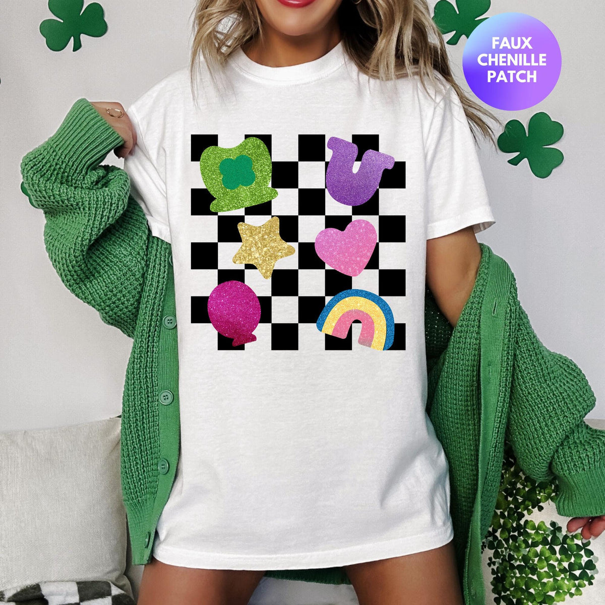 Faux Chenille Patch Lucky Charms Shirt Funny St Patrick39s Day Shirt Retro St Patrick39s Day Shirt St Pattys Day Shirt St Patricks Day Graphic Tee – Warm & Stylish · Perfect For Daily Wear