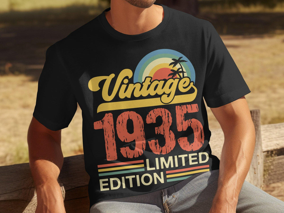 90th Birthday TShirt 90 Years Old Funny Vintage 1935 Limited Edition Birthday Gift 90th TShirts Graphic Tee – Feel-Good Design · Perfect For Daily Wear