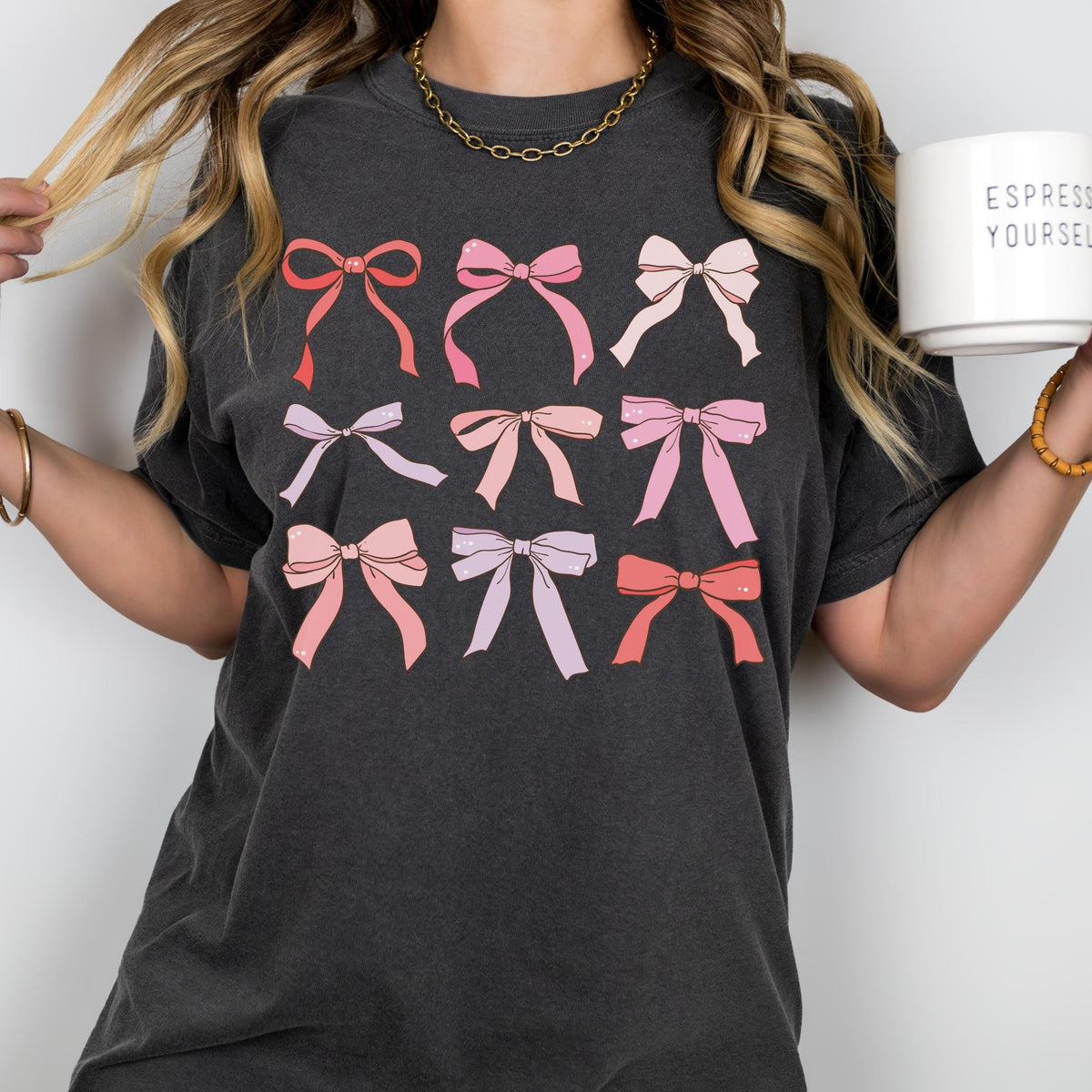 Coquette Shirt Bows Shirt Girly Tshirt Preppy Tshirt Valentines Tee Womens Coquette Shirt Pastel Bows Shirt Soft Girl Aesthetic Graphic Tee – Warm & Stylish · High-Quality Print