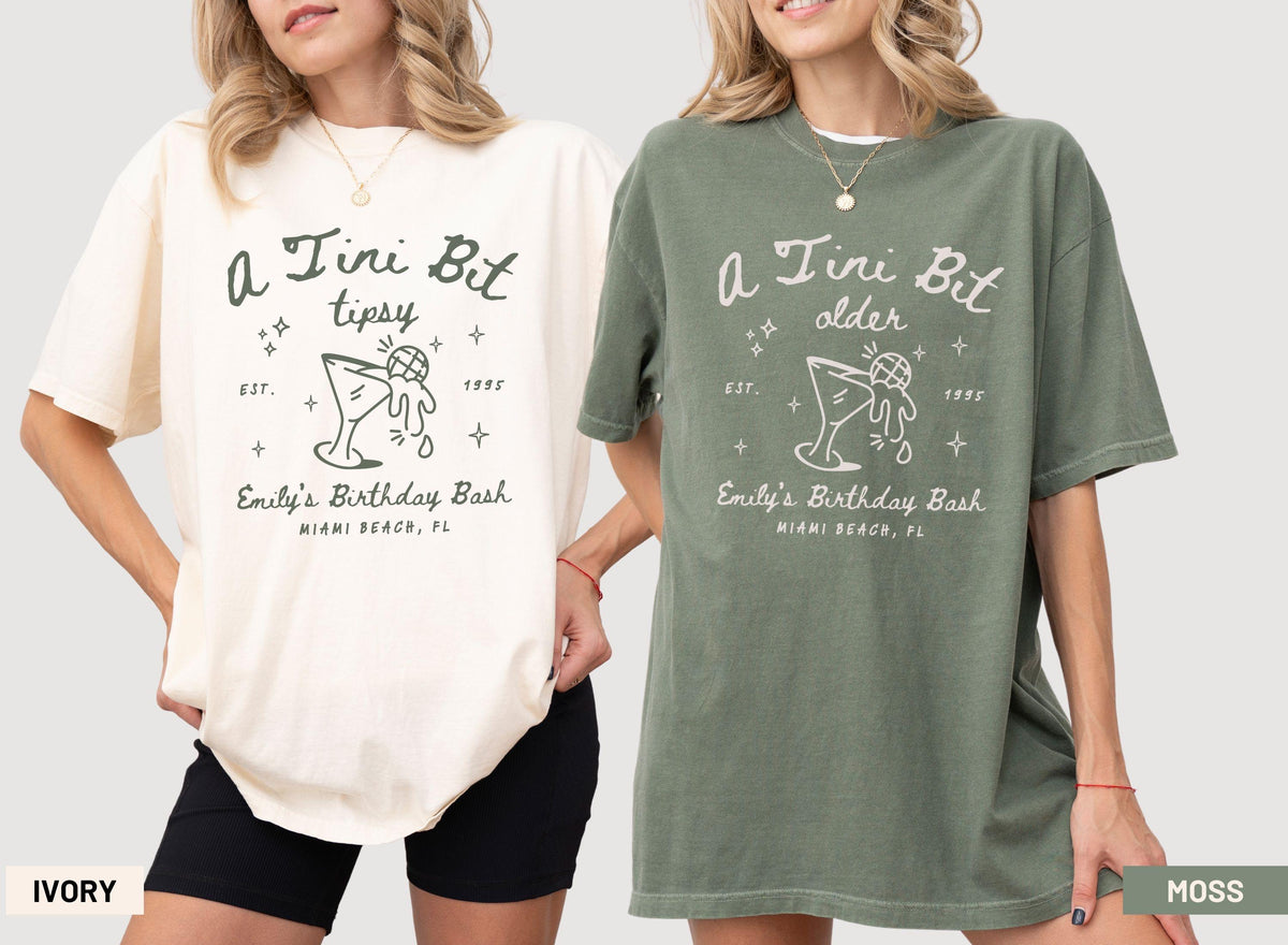Tini Bit Older Birthday Party Shirt Martini Theme birthday Dirty Thirty 21st birthday shirt 30th birthday shirt Custom Martini shirt Graphic Tee – Aesthetic Look · Perfect For Daily Wear