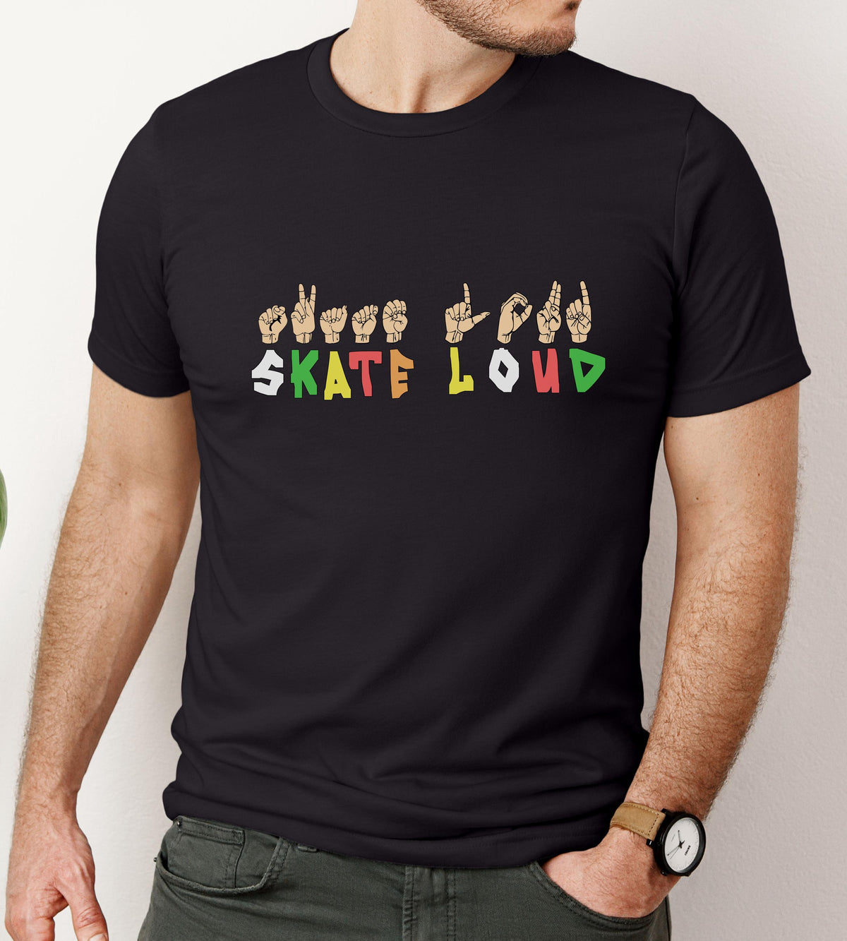 Skating Sign Language Unisex Tee Skate Loud T Shirt Roller Skating Shirt Graphic Tee ASL Tee Streetwear Shirt Graphic Tee – Easygoing Wear · Trending Graphic Apparel