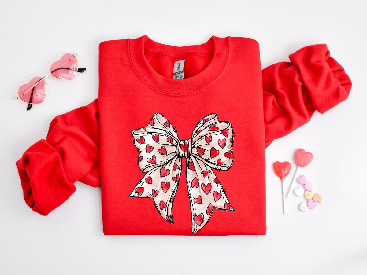 Coquette Valentine Heart Bow Sweatshirt Retro Valentine Shirt Valentines day Bow Shirt Coquette Bow T Shirt Bow Valentine Gifts Sweatshirt – Feel-Good Design · High-Quality Print