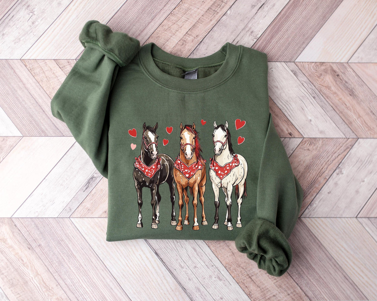Valentine Horse Sweatshirt Horse Valentine Shirt Horse Lover Gift Valentine Animals Shirt Valentine Day Shirt Valentine Gift Sweatshirt – Warm & Stylish · Must-Have Style