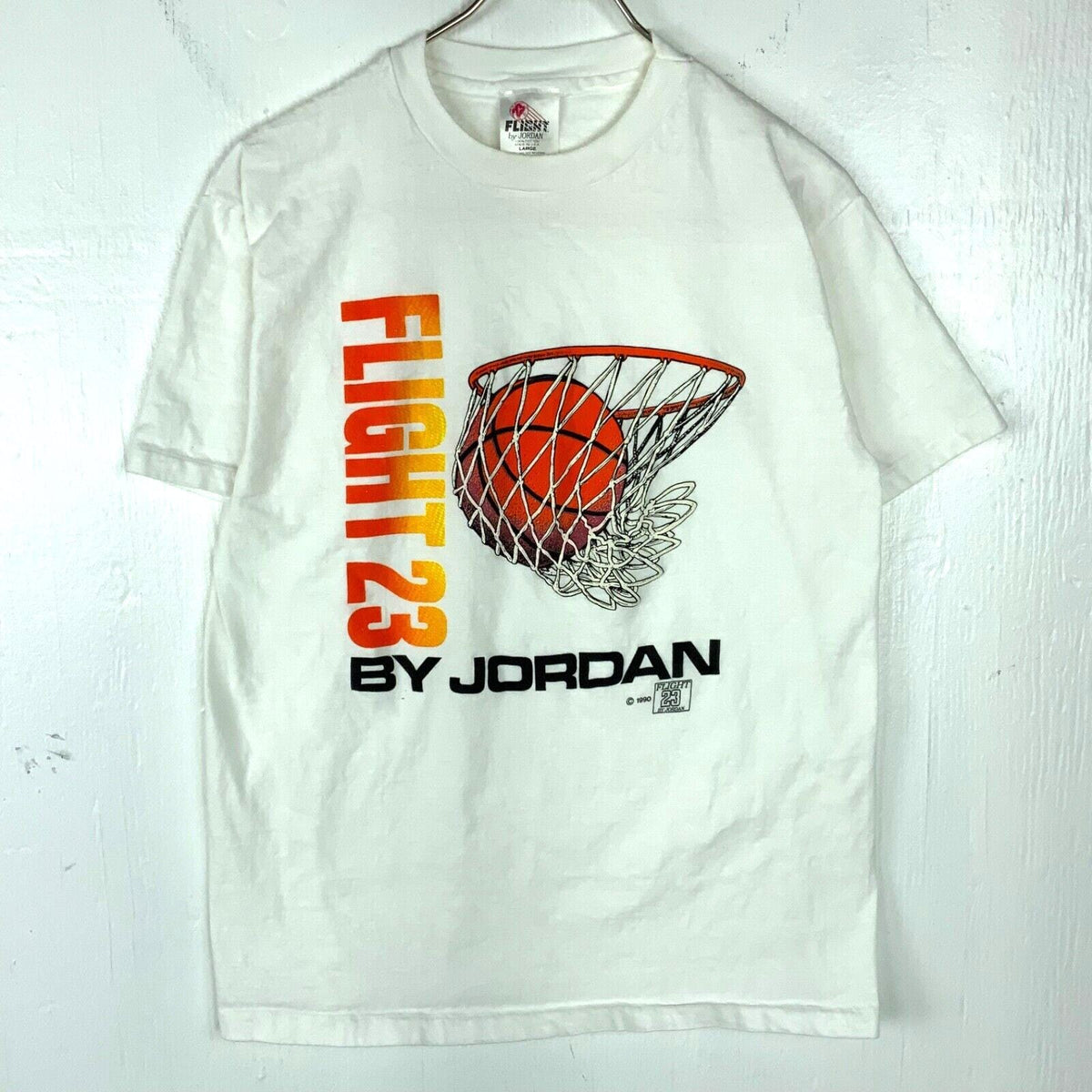 Vintage Flight 23 By Jordan Tshirt Large White 1990 Single Stitch Made Usa Nba Graphic Tee – Aesthetic Look · Perfect For Daily Wear