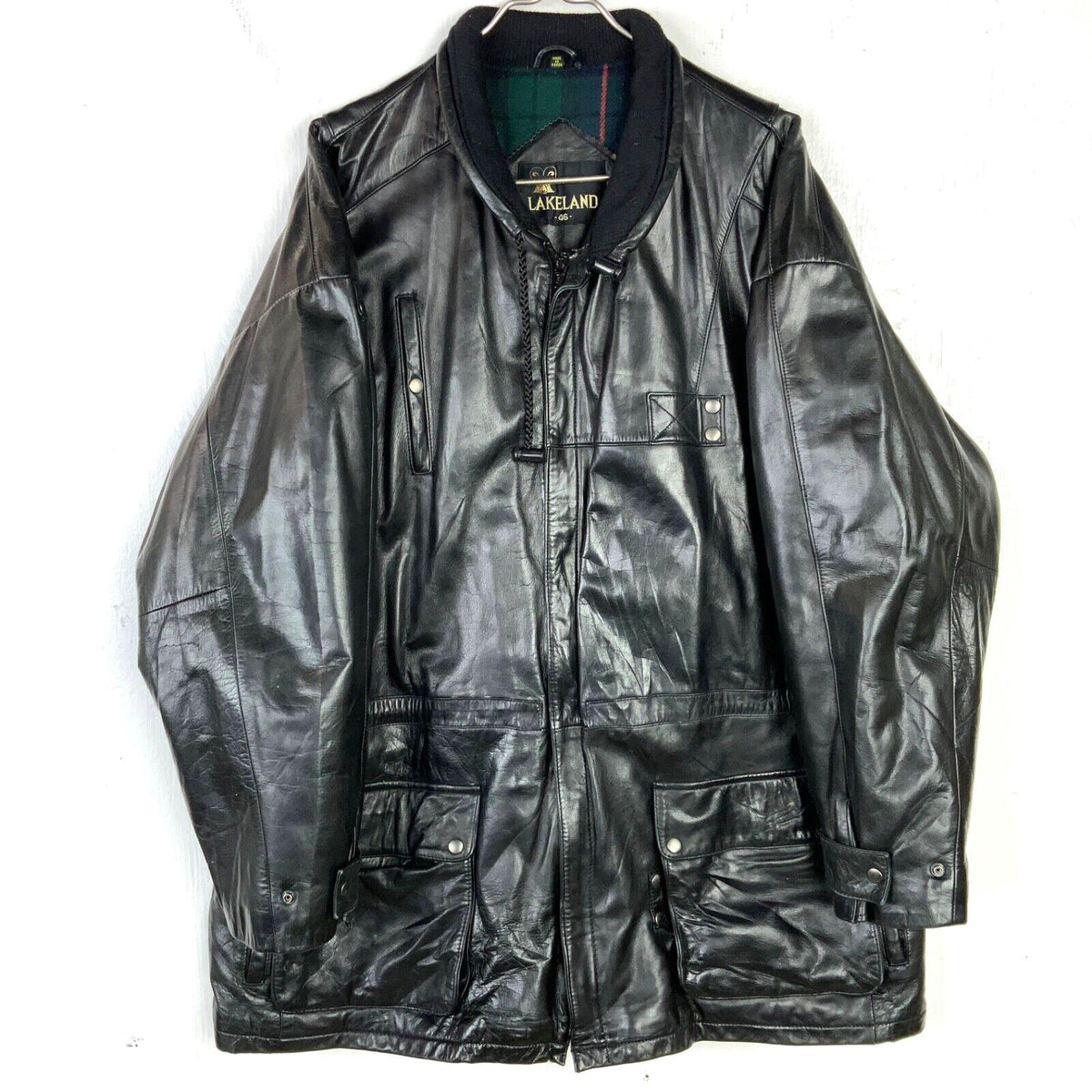 Vintage Lakeland Full Zip Leather Jacket Size 46 Black Plaid Lined 90s Graphic Tee – Bold Style · Trending Graphic Apparel