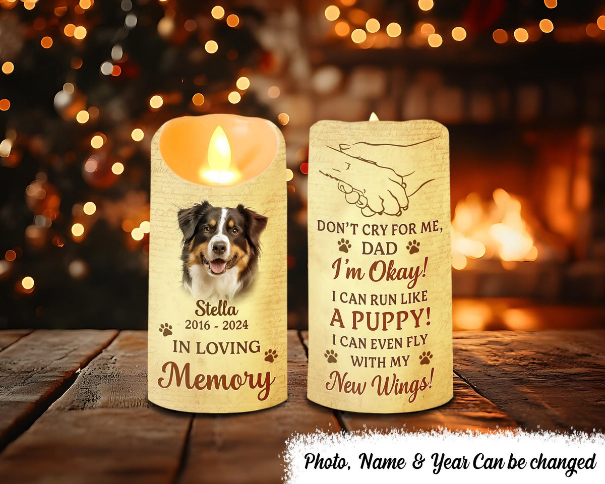 Personalized Pet Memorial Flameless Led Candle Photo Pet Memorial Gift Pet Loss Keepsake Dog Dad Gift Custom Dog Cat Pet Memorial Gifts Graphic Tee – Bold Style · Must-Have Style