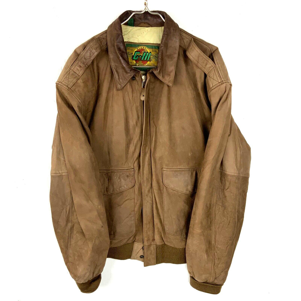 Vintage GIII Leather Bomber Jacket Extra Large Brown Full Zip 90s Graphic Tee – Feel-Good Design · High-Quality Print