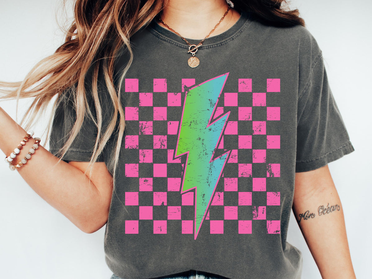 Comfort Colors Grunge Lightening Bolt Tshirt Concert Tshirt Concert Tees Festival Shirt Graphic Tee For Women Graphic Tee – Soft Feel · Perfect For Daily Wear