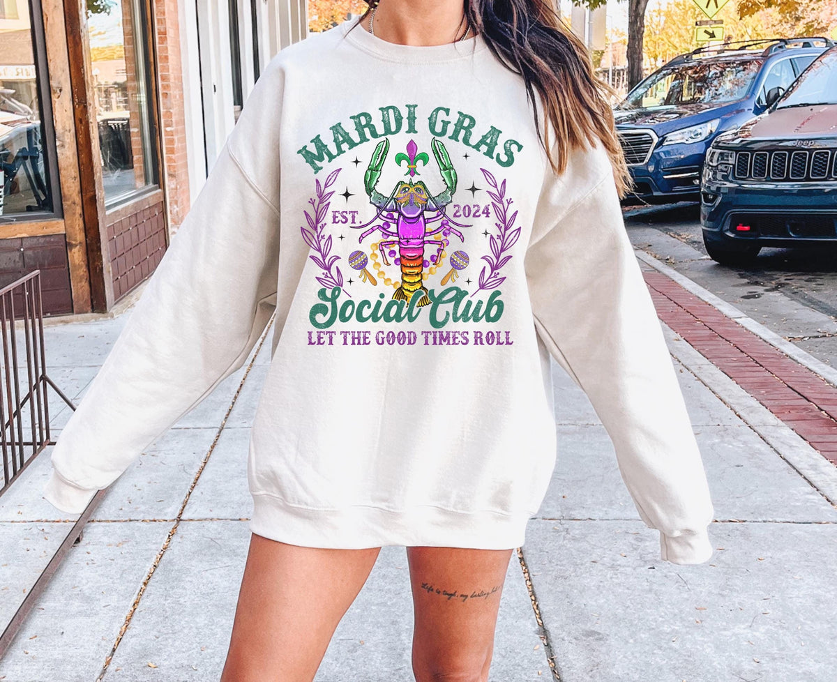 Mardi Gras Social Club Mardi Gras Sweatshirt Fat Tuesday Shirt New Orleans Shirt Mardi Gras Party Mardi Gras Carnival Sweatshirt – Feel-Good Design · Great Gift For Fans